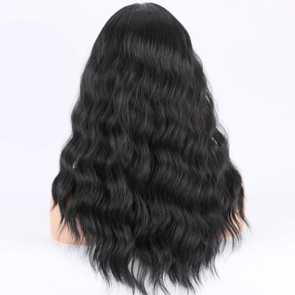 Long Black Wavy Full Cap Wig - 1B Black Hair For Women - Picture 4 of 6
